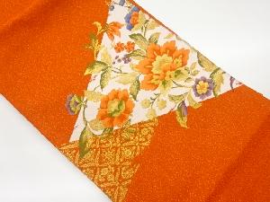 花々に菱模様織出し名古屋帯